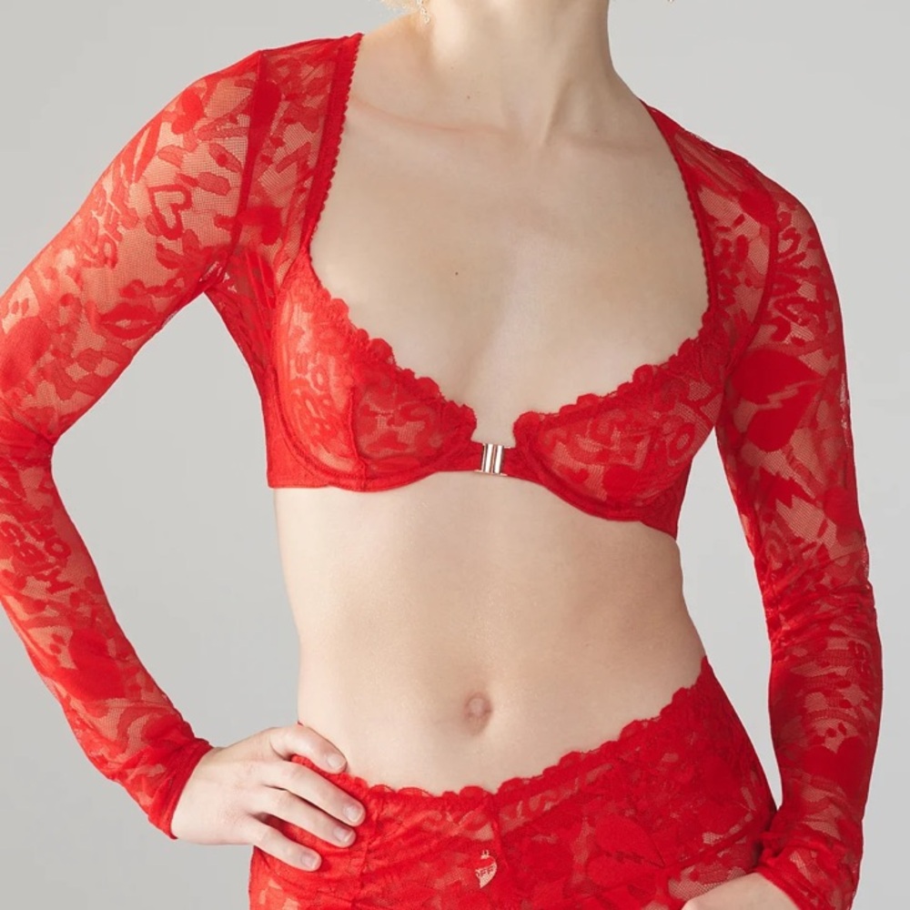 Savage X Fenty Red Lace Bra Top